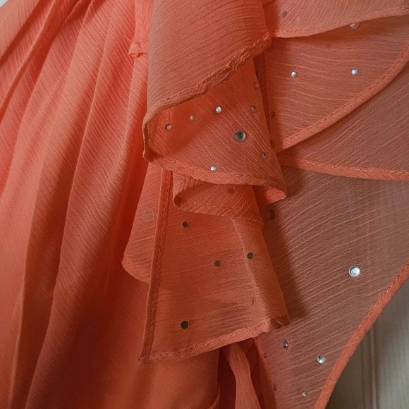 David's Bridal Salmon Peach Dress With Dainty Sequins (new with tags) - Picture 9 of 9
